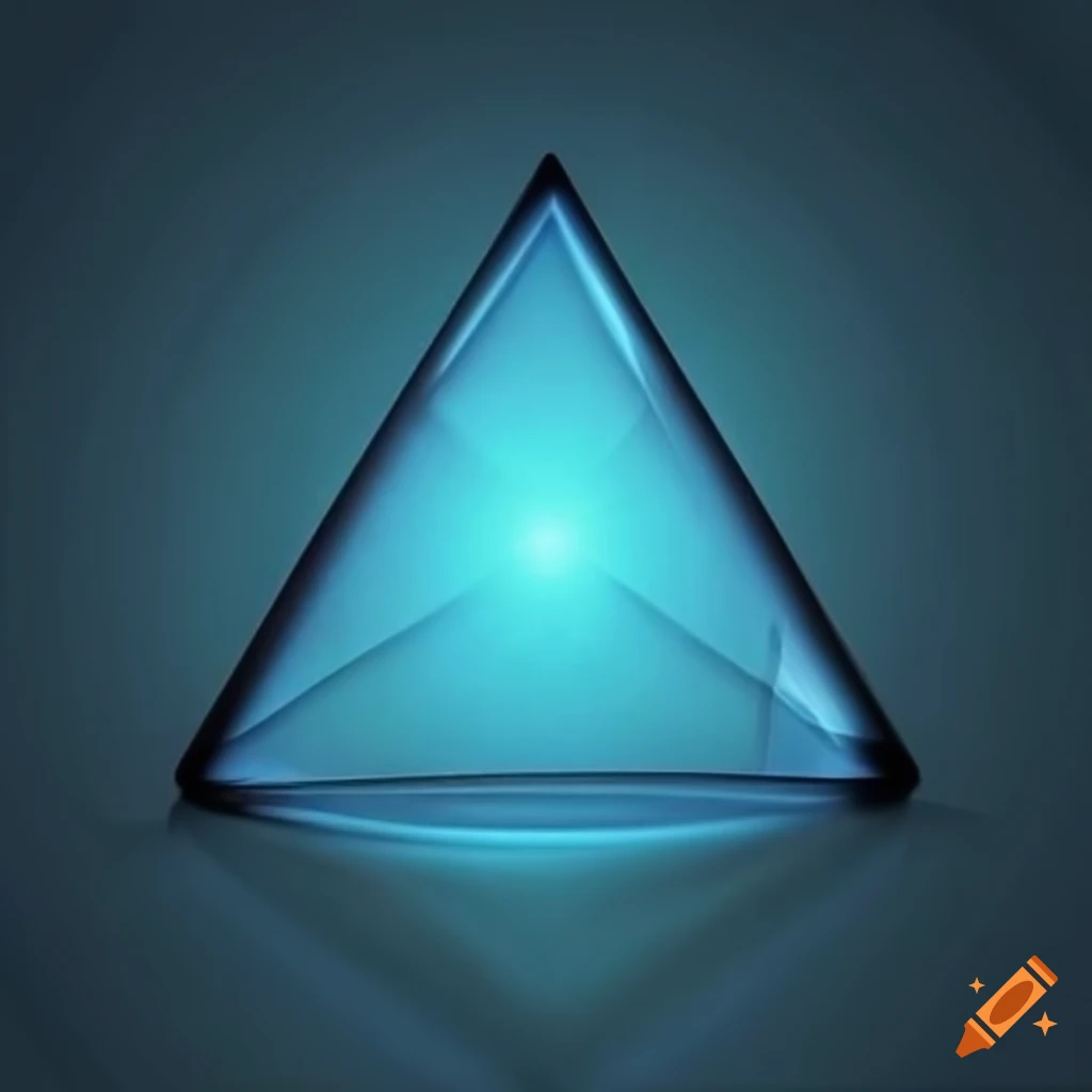 Triangle with transparent glass effect in light blue color