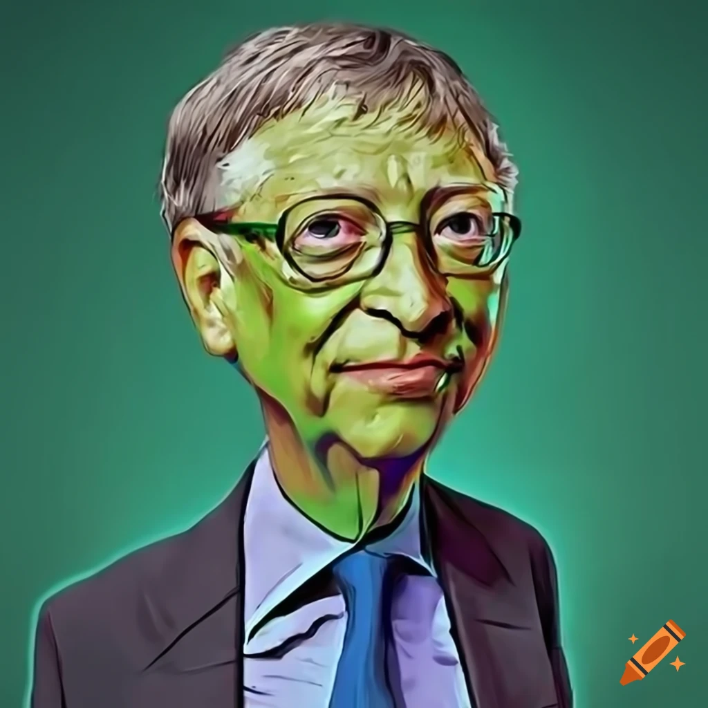 Digital art fusion of Bill Gates and Pepe the Frog