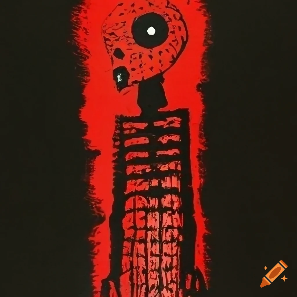 Sinister and mysterious figure in a red, black, and white alley