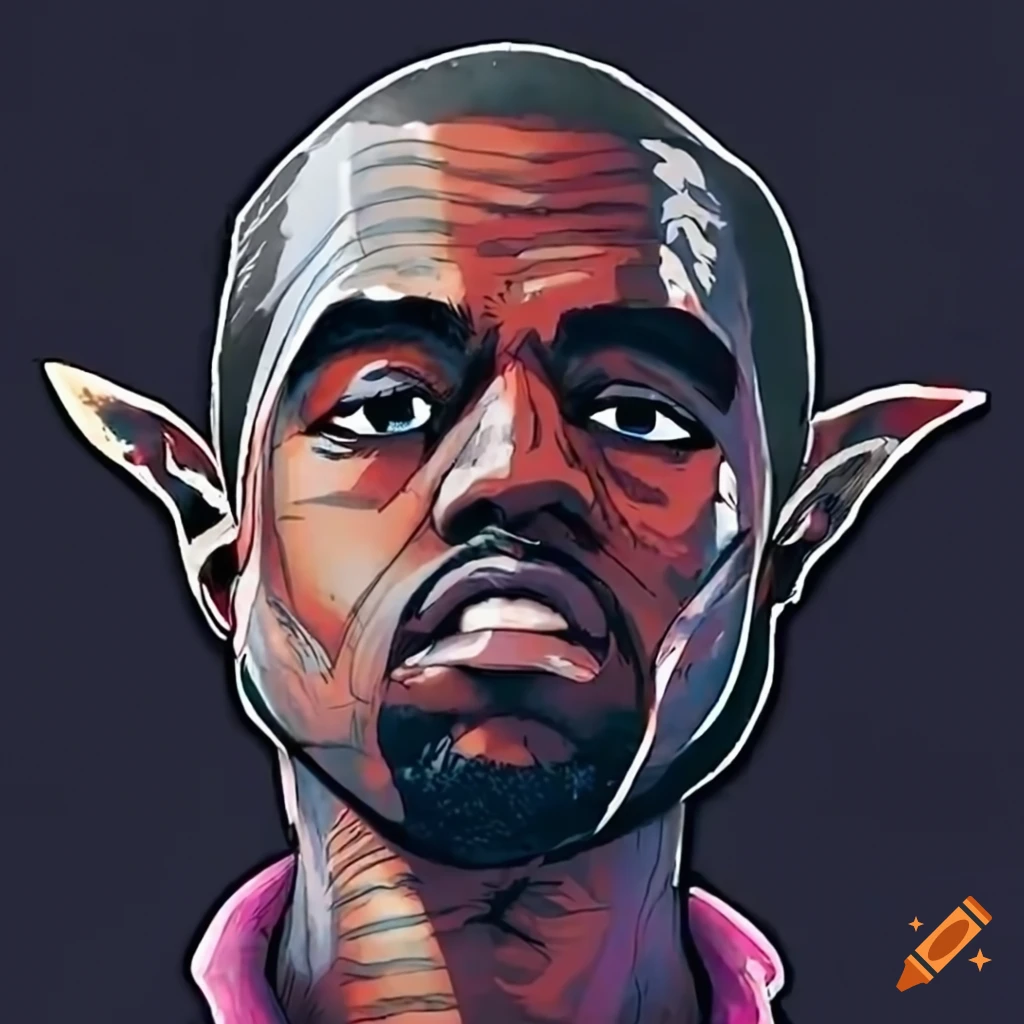 Kanye West depicted as a goatman