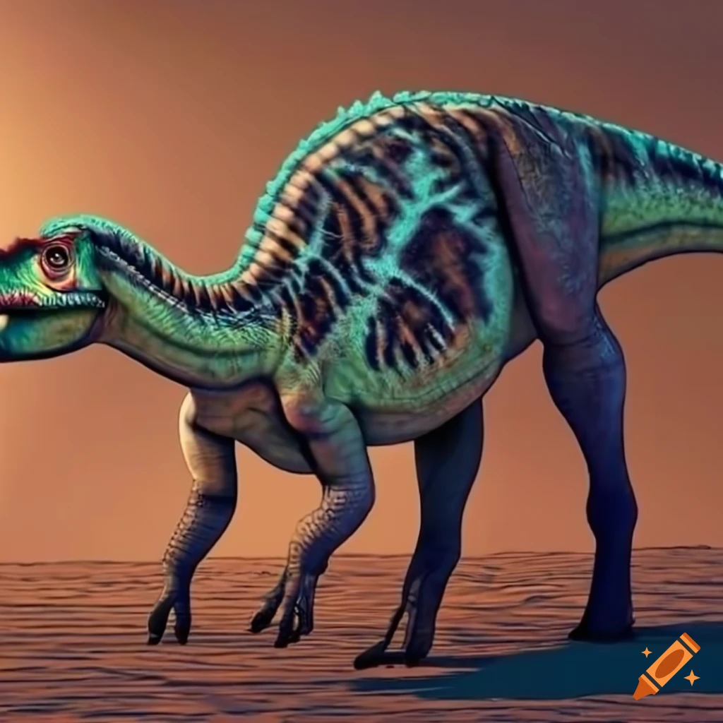 Hadrosaurus dinosaur with a Turing pattern on its skin