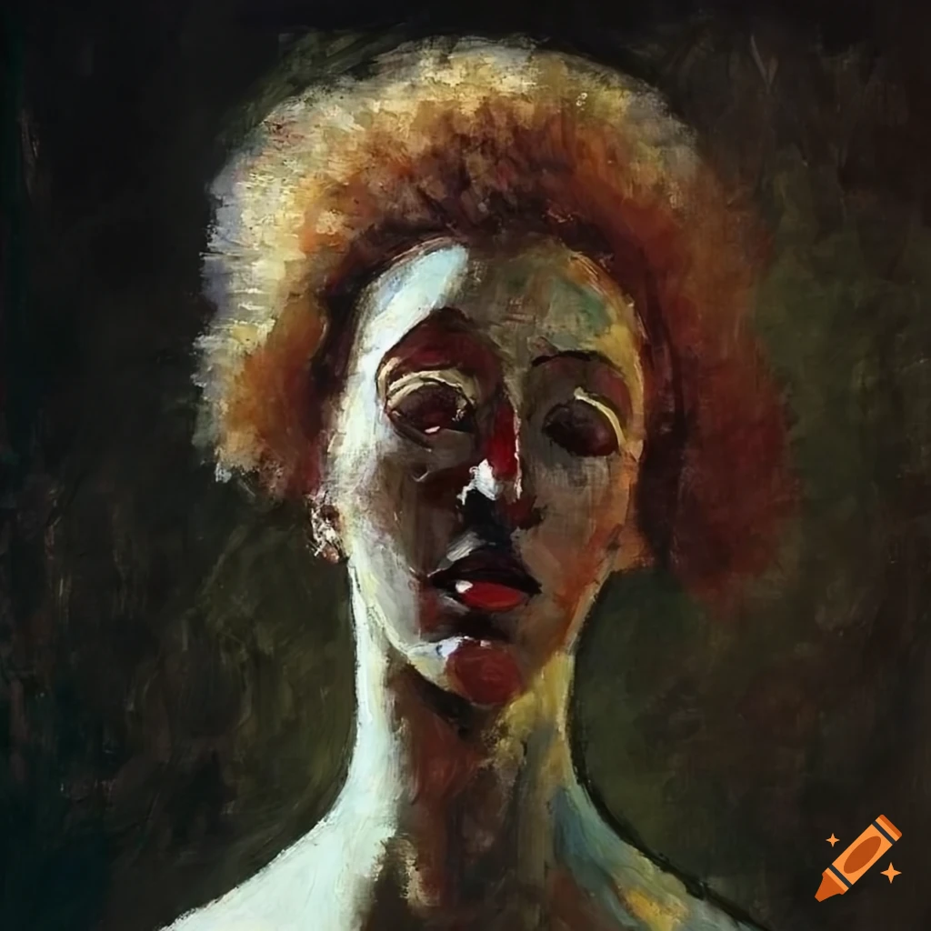 Ballerina dancing with an African mask in an artistic style inspired by various artists