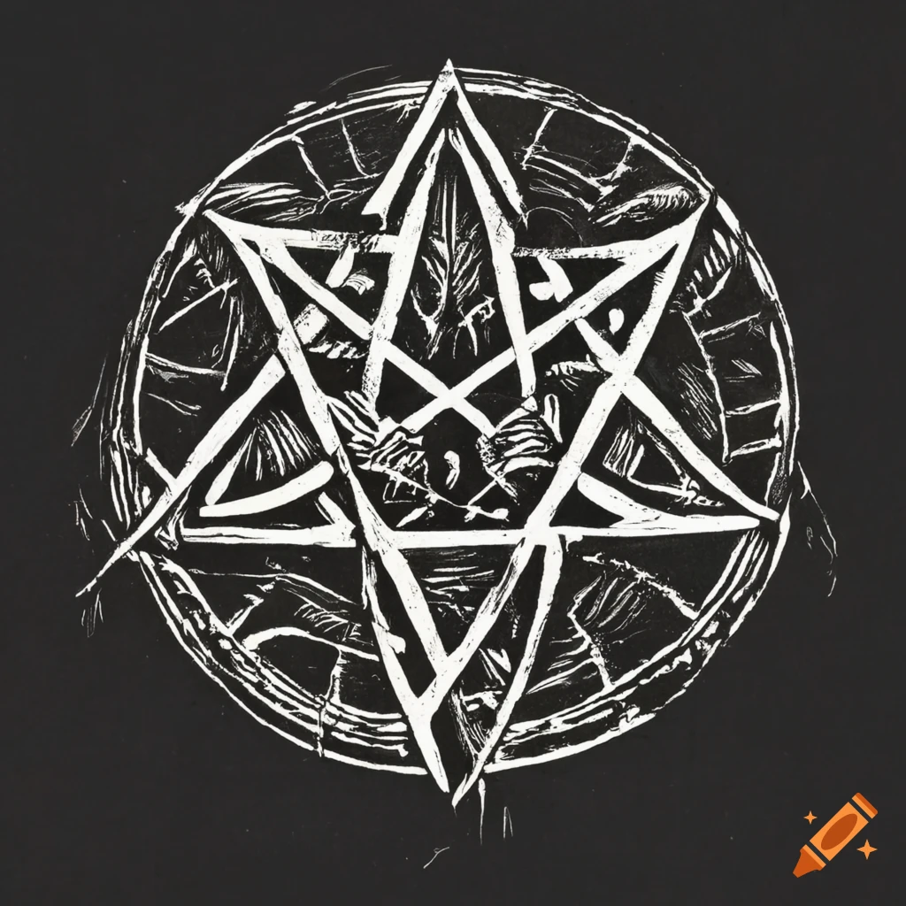 Woodcut of a pentagram representing the occult