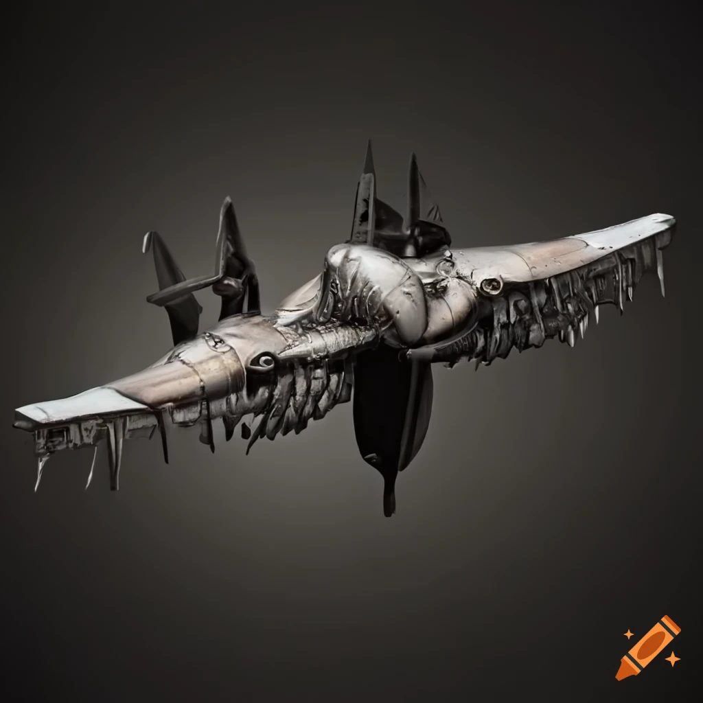 Biomechanical Lockheed Ring Wing airplane designed by Giger, detailed front view
