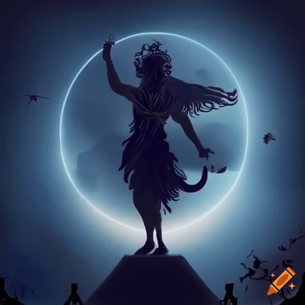 Greek mythology scene with a black sun in the ethereal sky