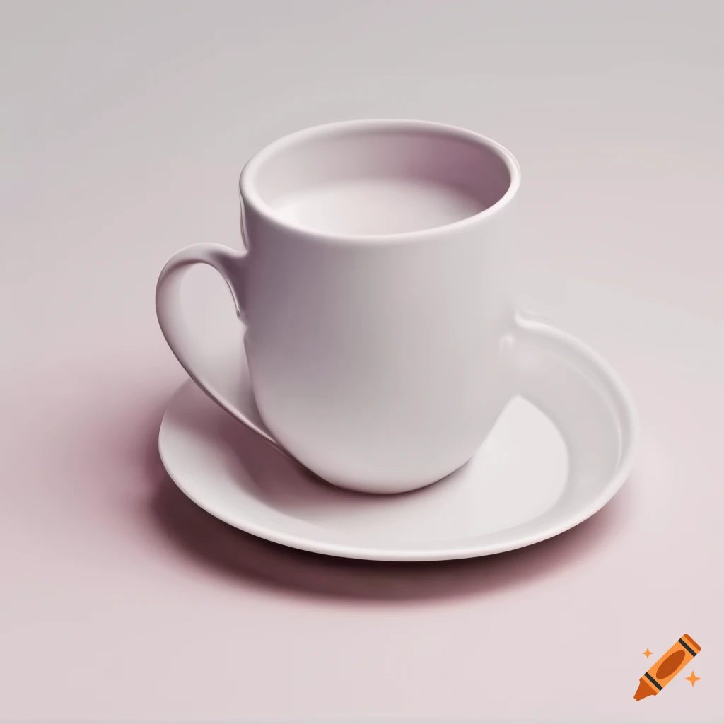 Cup and plate on white background