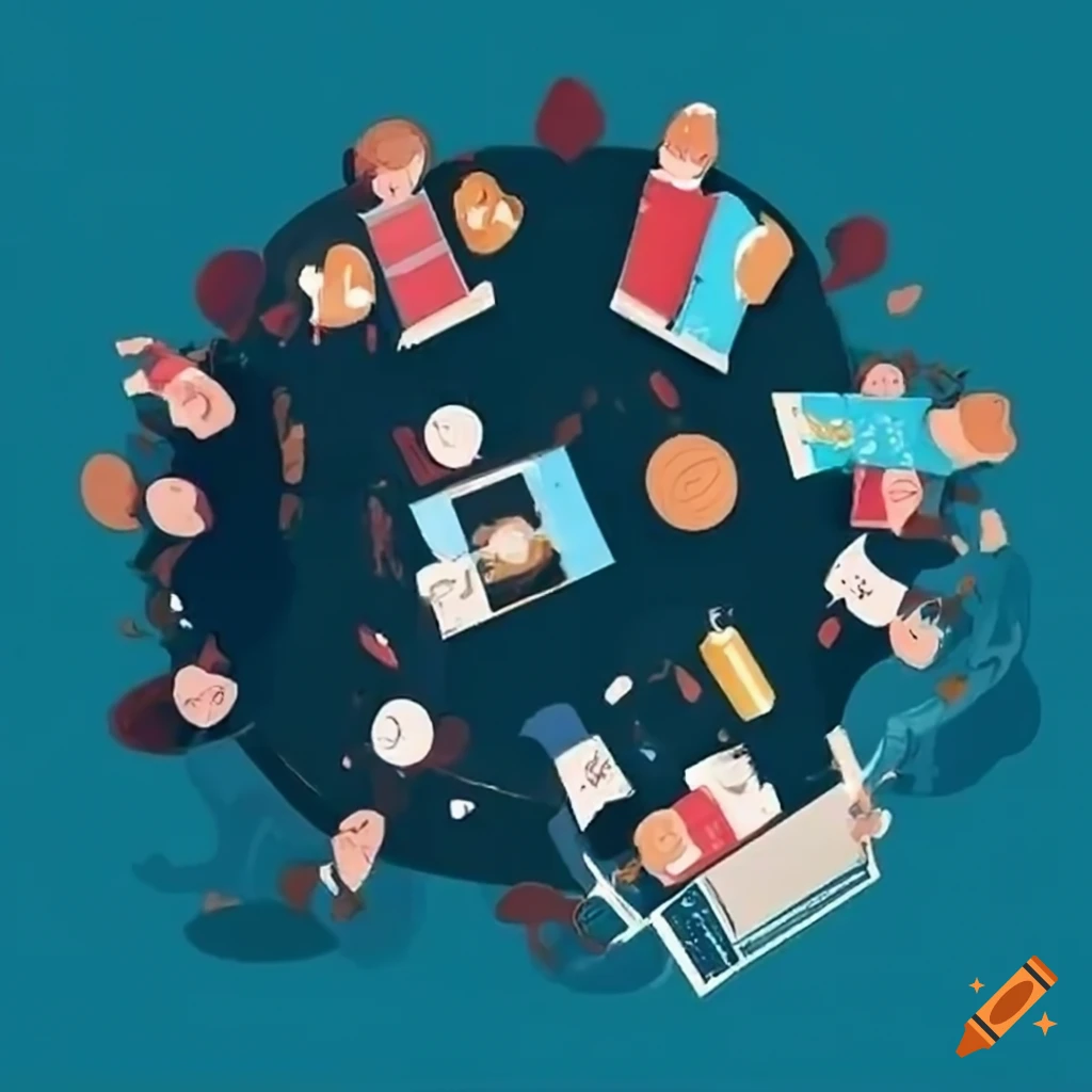 Group of people working together productively