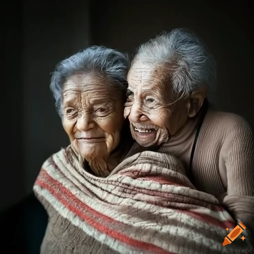 Caring for the elderly by putting a blanket around their shoulders