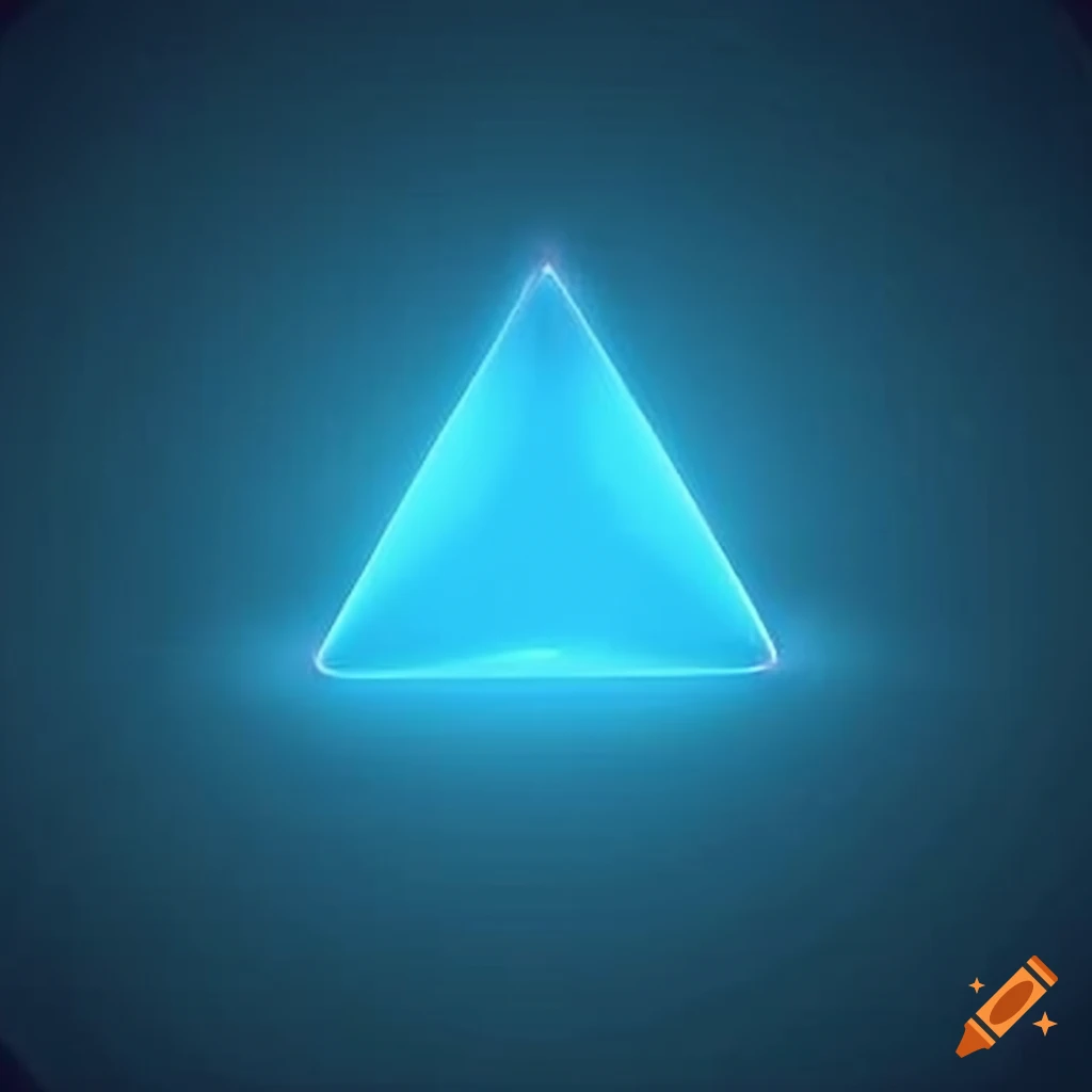 Triangle with transparent glass effect in light blue color