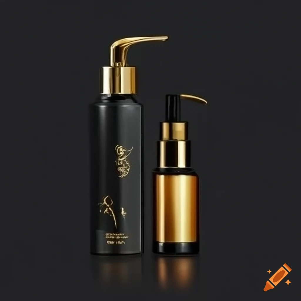 Luxury gold and black theme skin care products collection