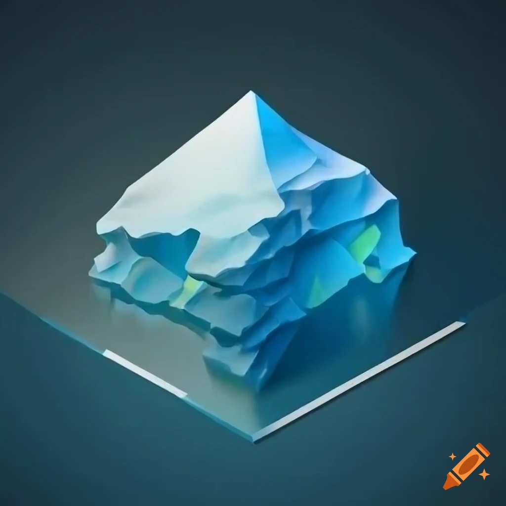 Isometric view logo of an iceberg for the YouTube channel Ride & Explore with Sartaj