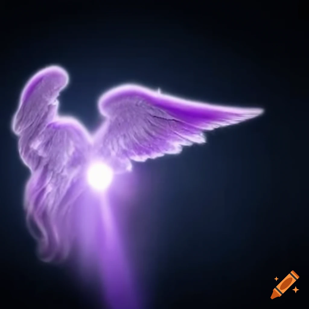 Angel with purple hair and white wings