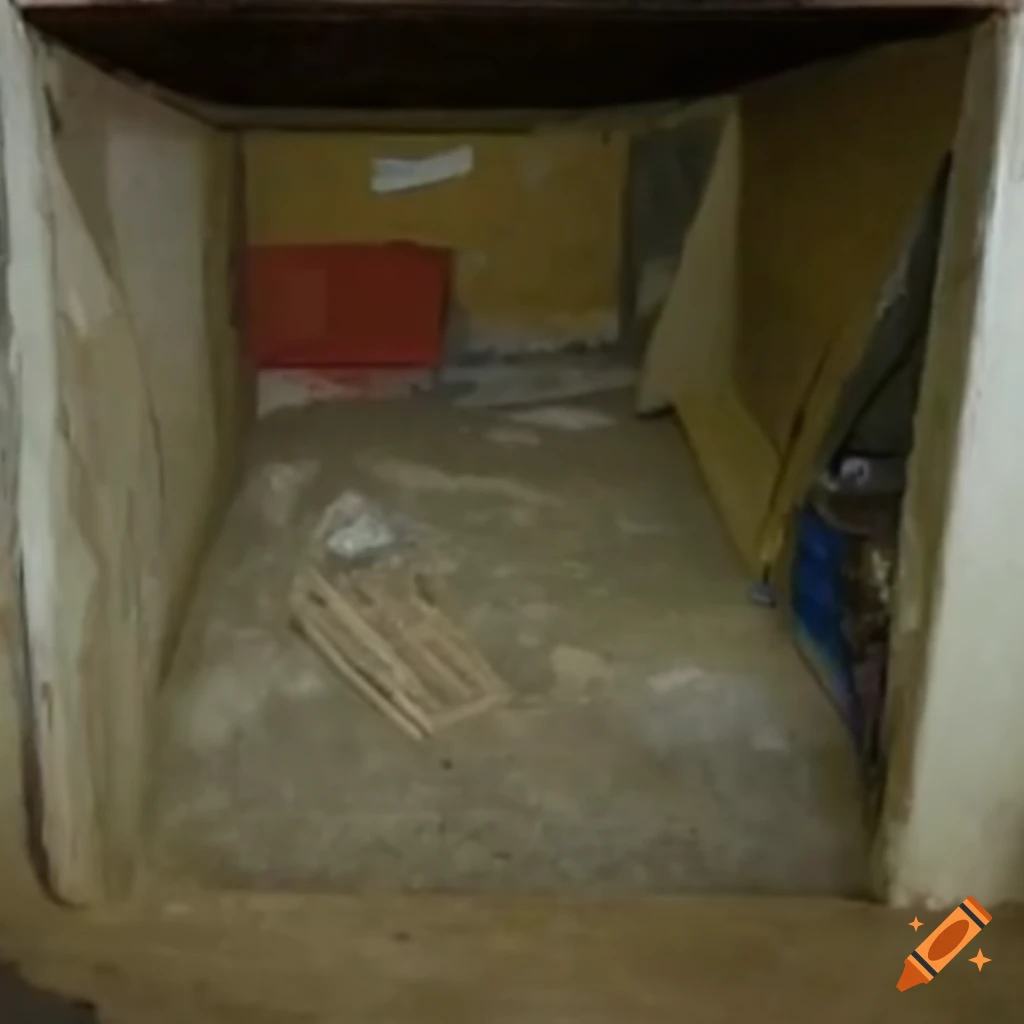 Elephant legs amidst cluttered boxes in a basement