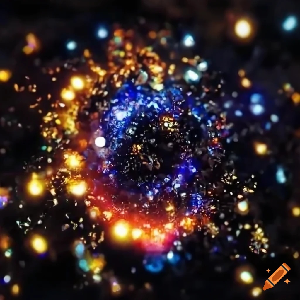 Blackberry exploding into sparkly particles