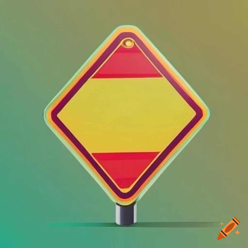 Yellow and red road sign