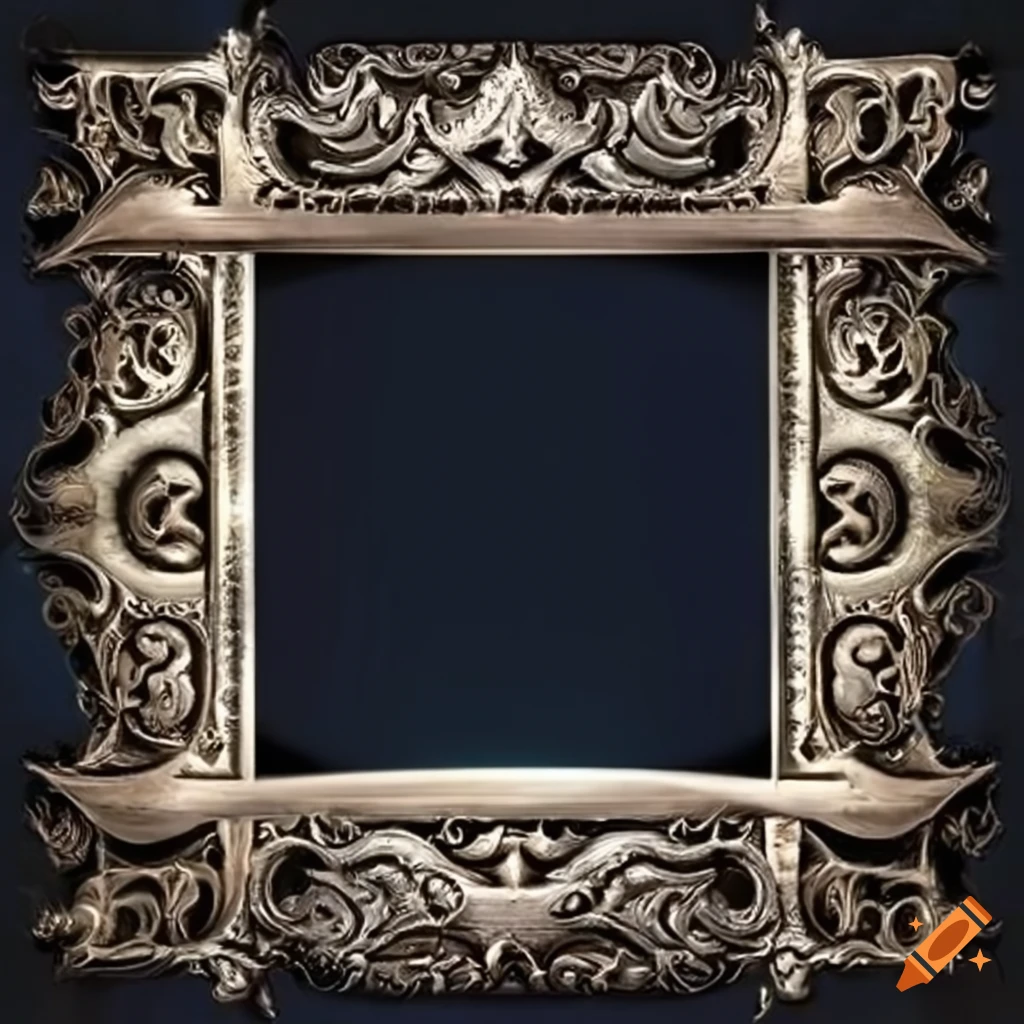 Silver medieval border frames in two different magical styles