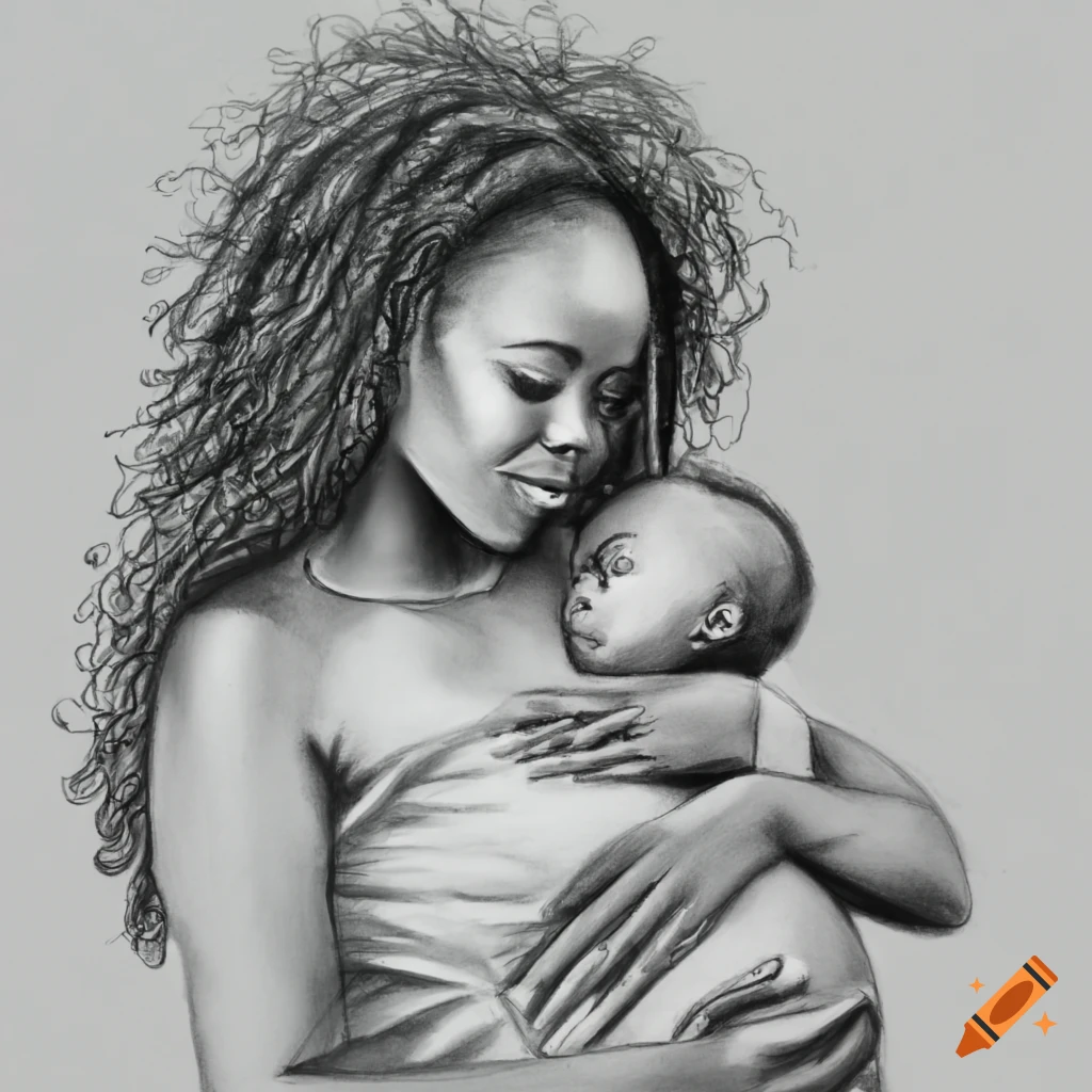 Pregnant African American mother sketch
