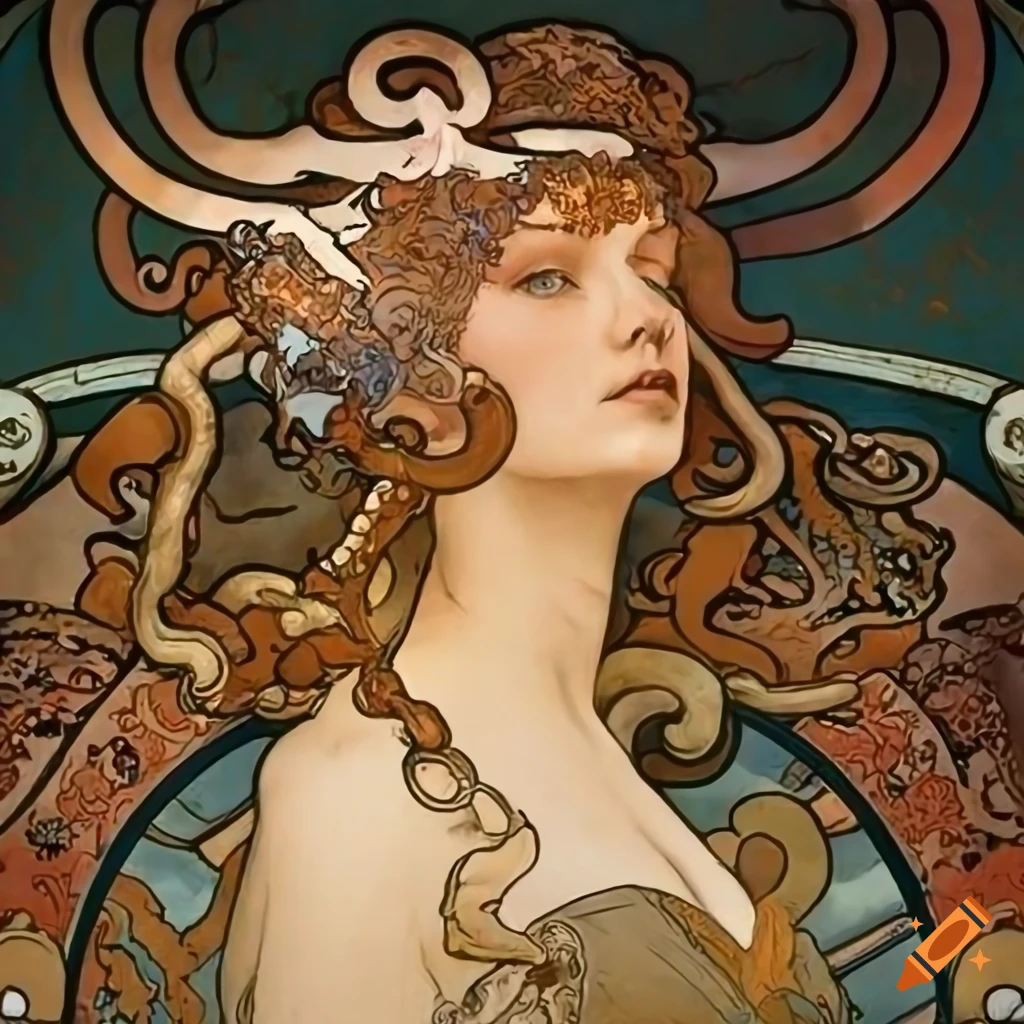 Artistic collaboration: octopus, James Gurney, Norman Rockwell, Alphonse Mucha, Bernini