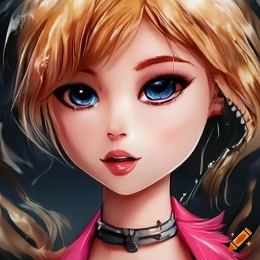 Tween girl transforming into a cartoon character