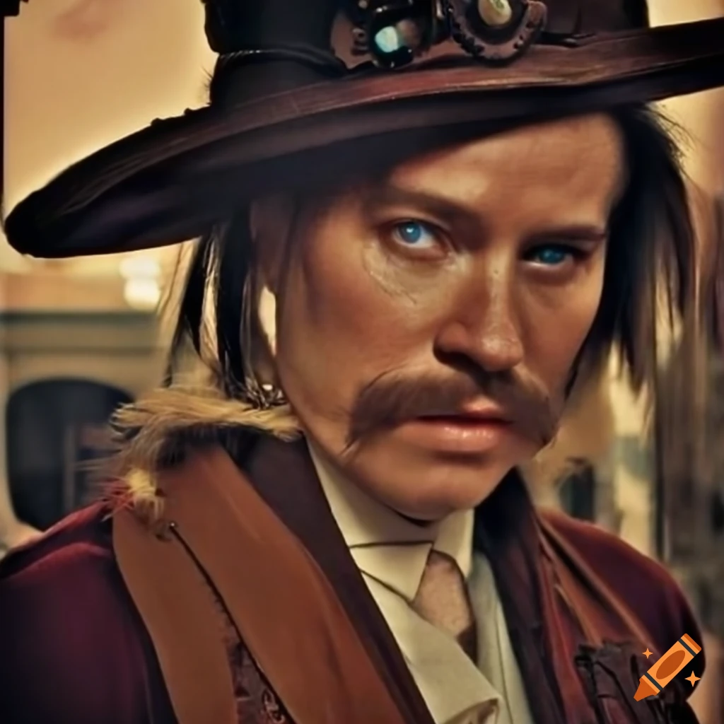 Kitsune in steampunk attire with blue eyes, reminiscent of Doc Holliday