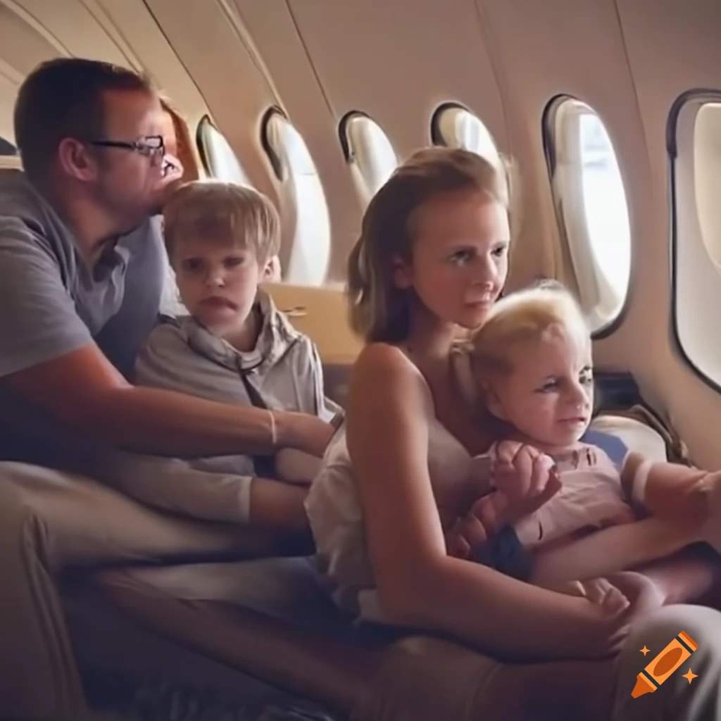 Family inside a private jet