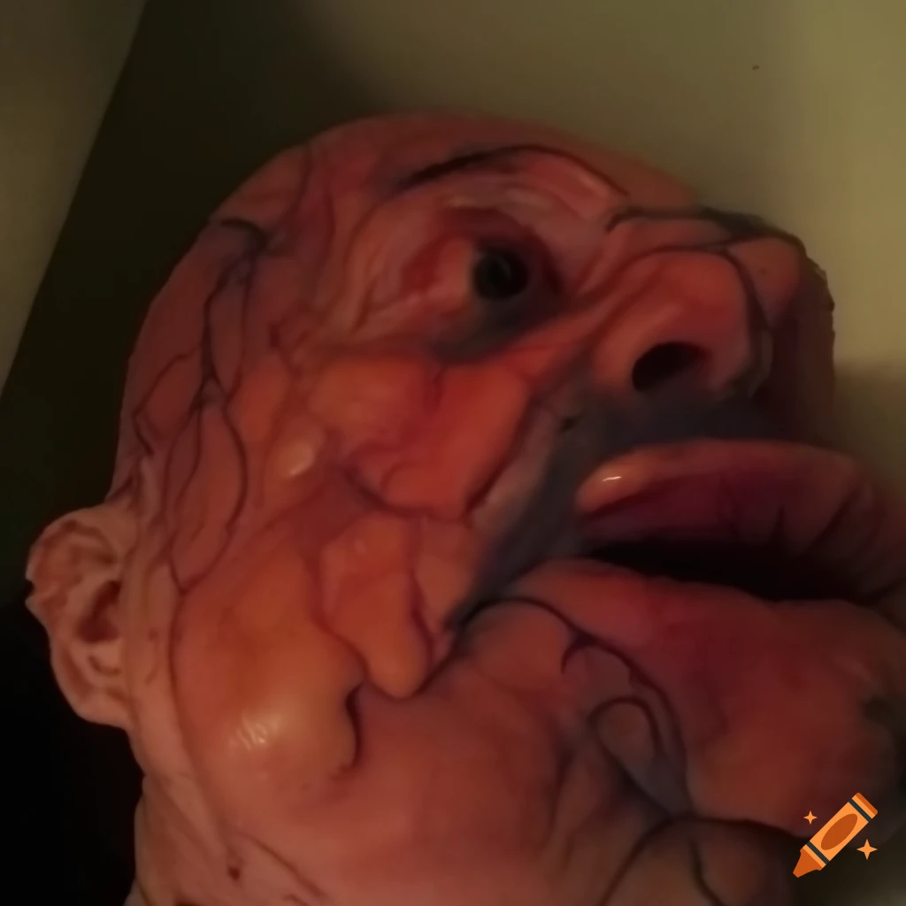 Organic mess of slimy and fleshy substance in a horror movie setting