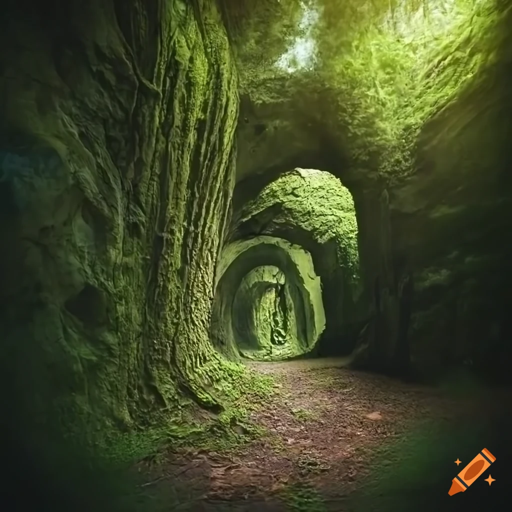 Underground forest of vines and rock