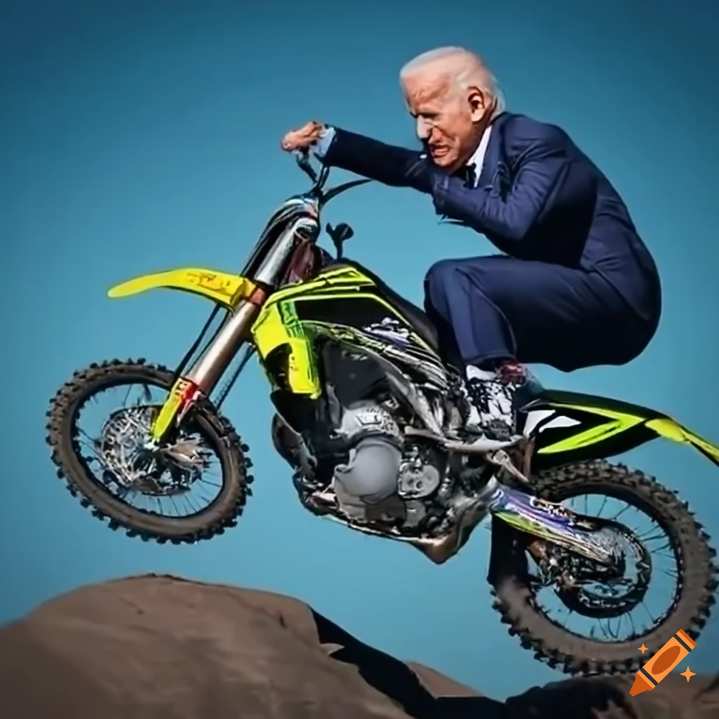 Joe Biden performing a motocross bike stunt