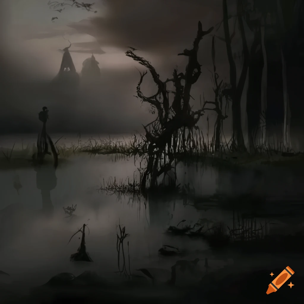 Creepy bog landscape