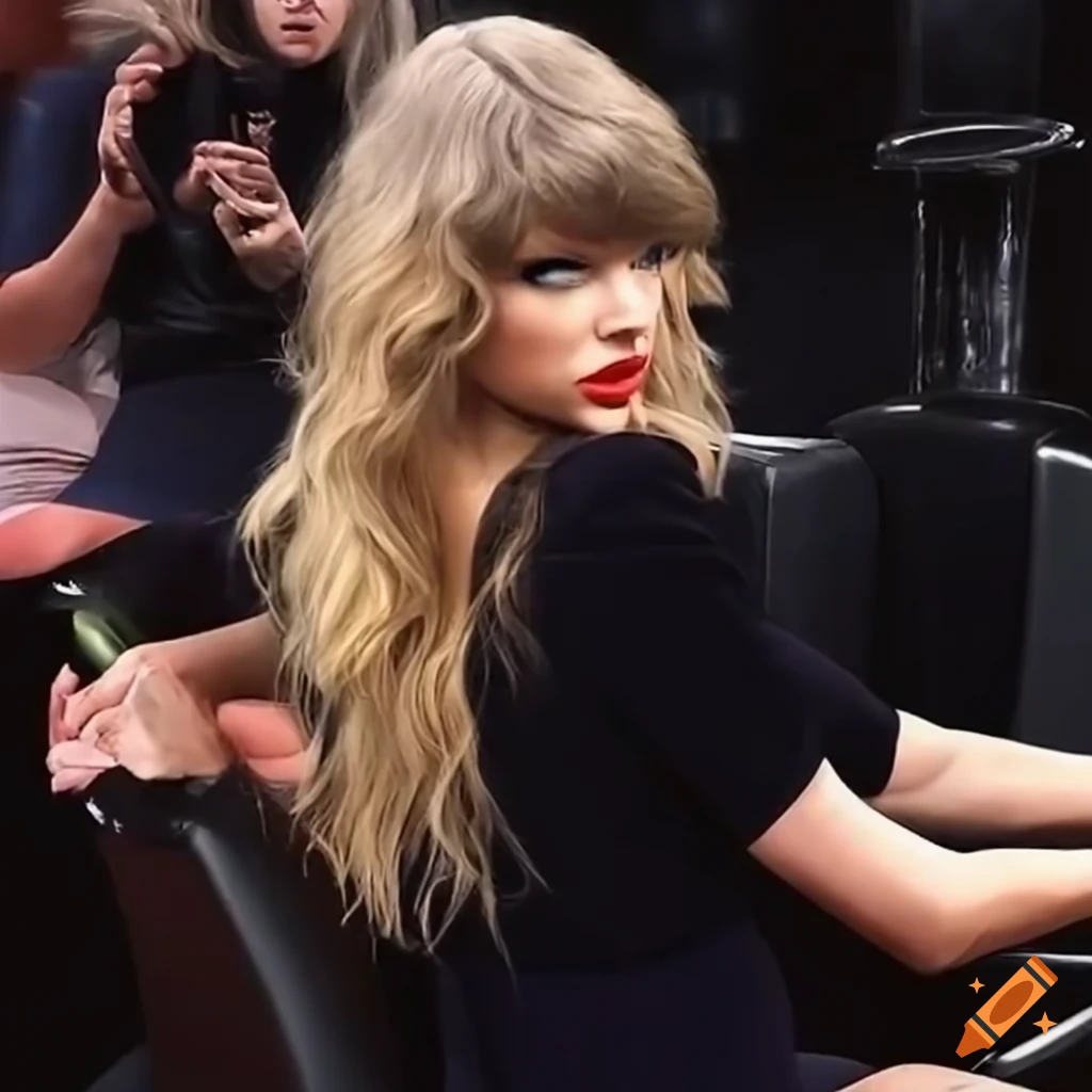 Taylor Swift getting a haircut at a salon