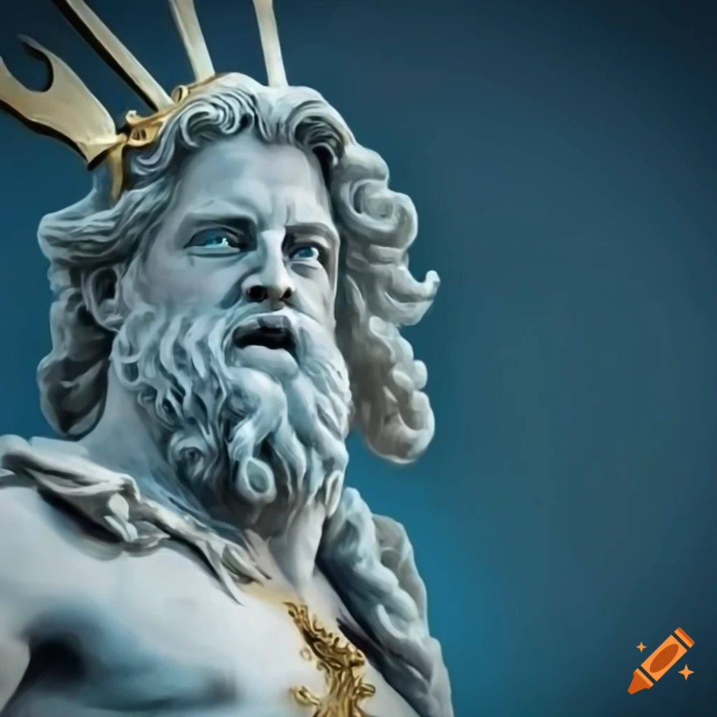 Greek god Poseidon taking a selfie and smiling
