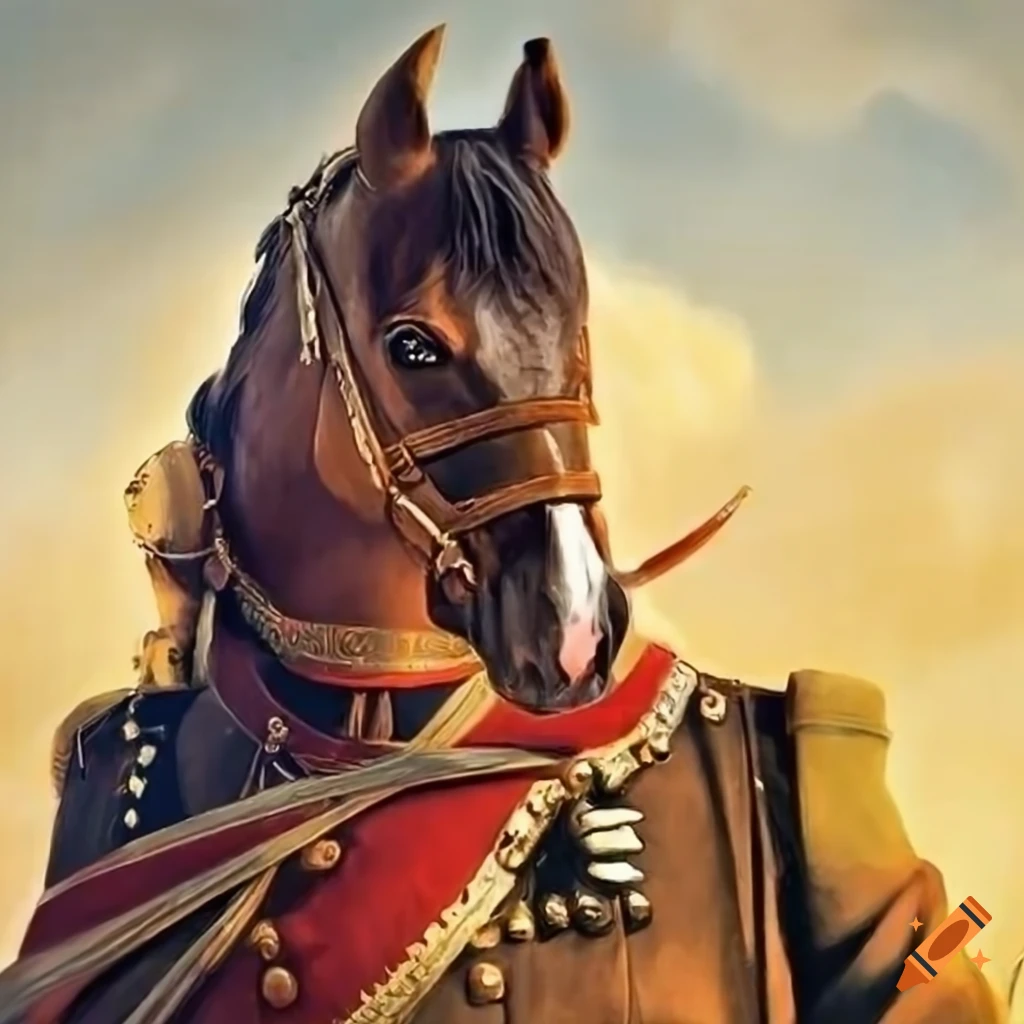 Colonial horse general in revolutionary war attire riding a horse