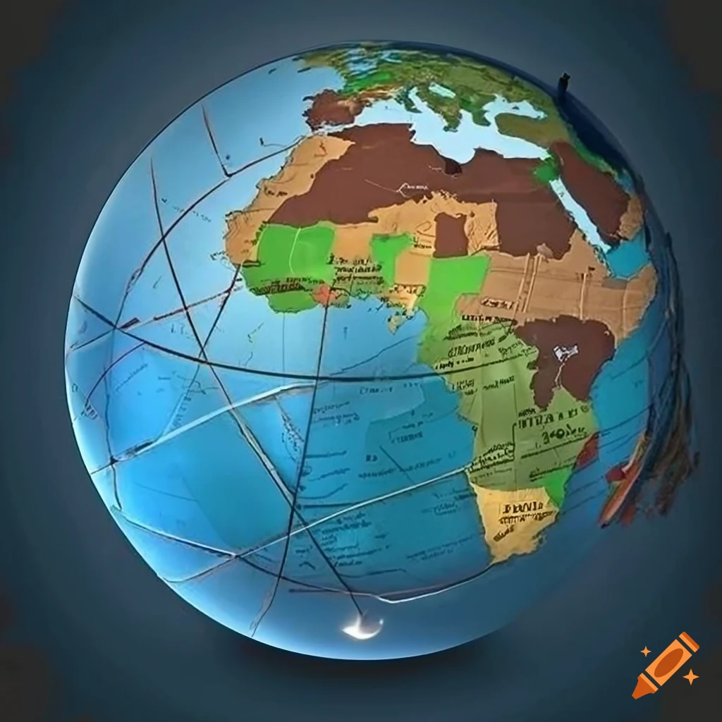 Highly detailed world map showing all countries with distinct borders and labels