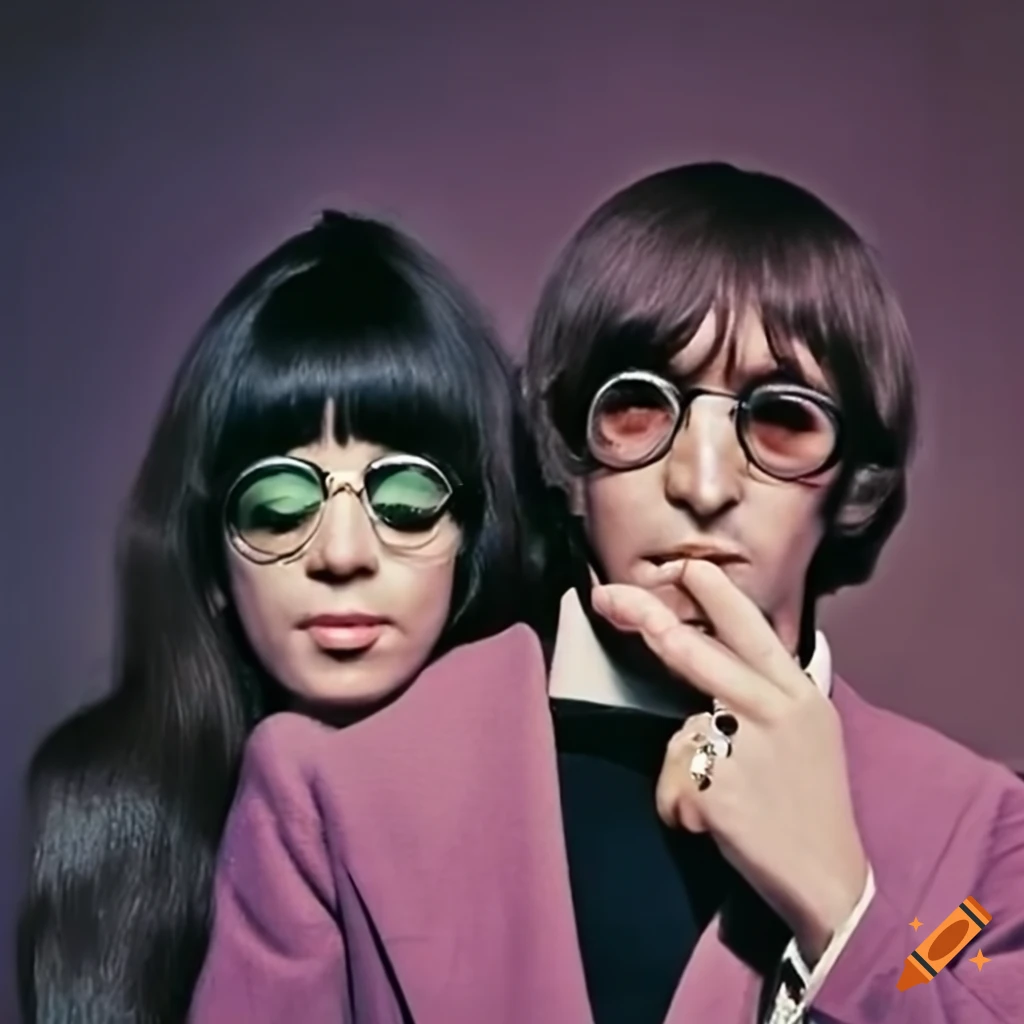 John Lennon and Ronnie Spector in nostalgic vintage 60s style on Craiyon(01)