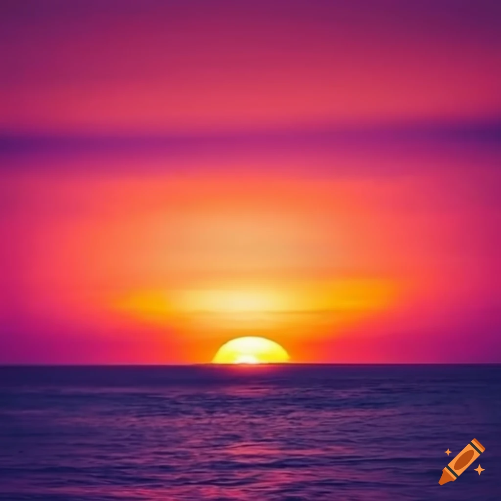 Breathtaking ocean sunset with orange and pink colors in the sky on Craiyon