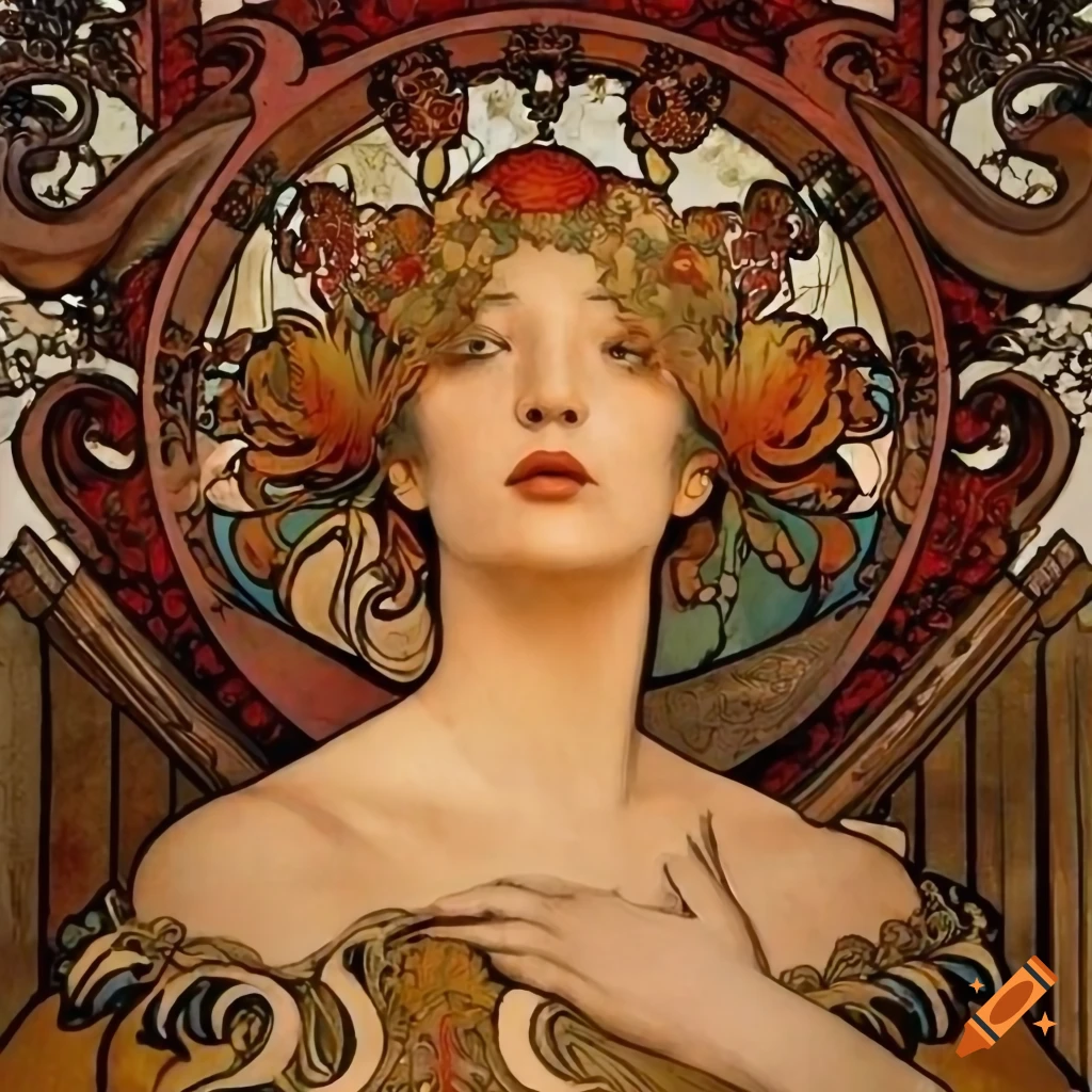 Asian mirrored door inspired by James Gurney, Norman Rockwell, and Alphonse Mucha, with elements of Bernini