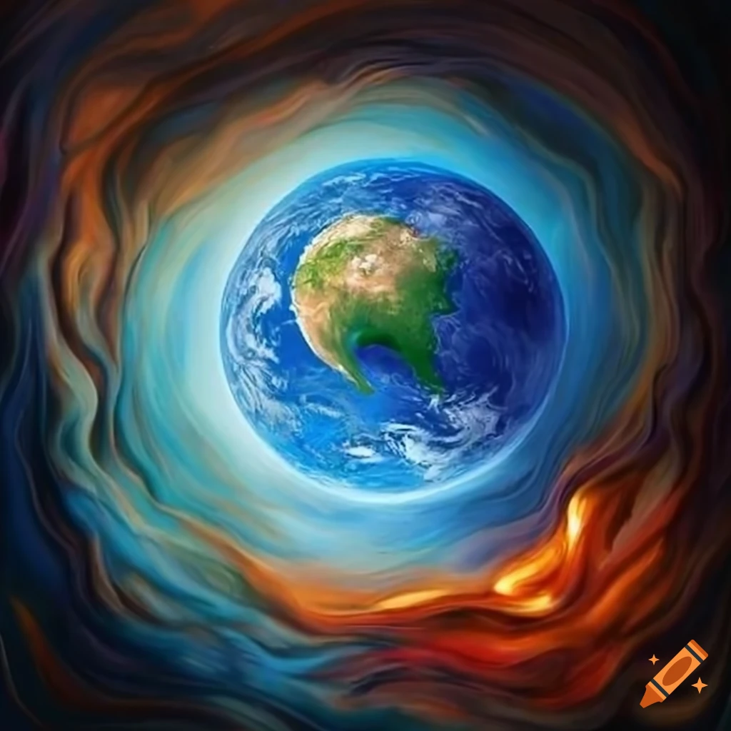 Painting representing the four elements with Earth in the center