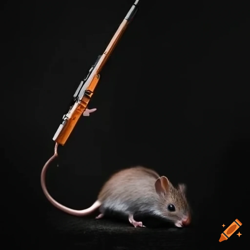 Mouse holding rifle at a border