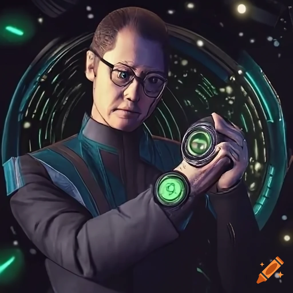 James Spader as Captain Aeon with interdimensional green lantern ring and futuristic watch