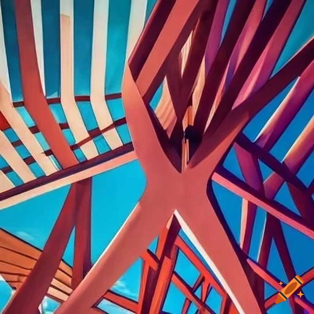 Artistic abstract figurative image based on the structure and stained glass of Brasilia Cathedral