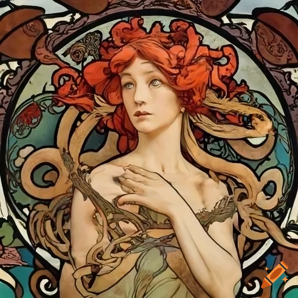 Artistic montage with octopus and references to James Gurney, Norman Rockwell, Alphonse Mucha, and Bernini