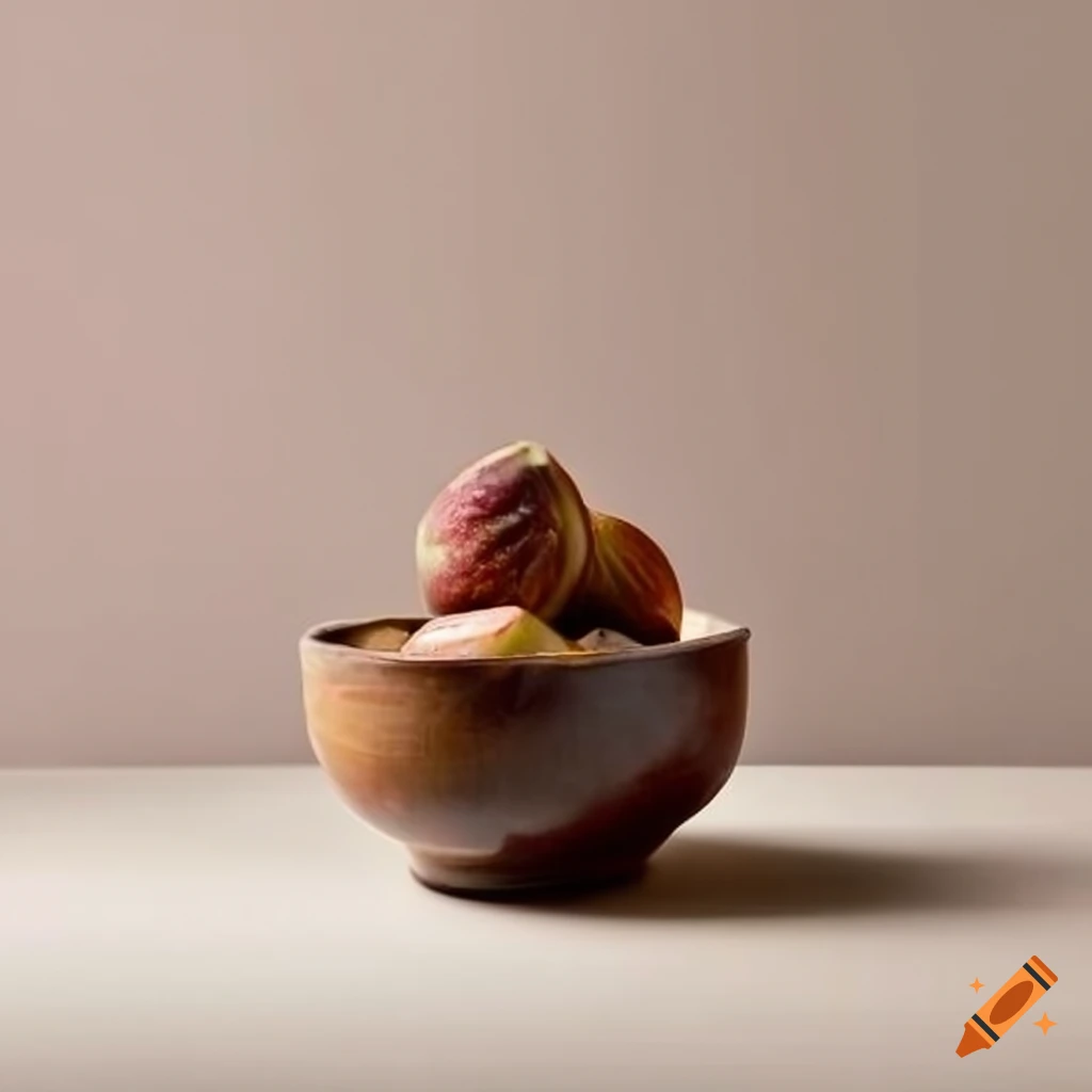 Clay bowl with salt ash glaze filled with whole figs