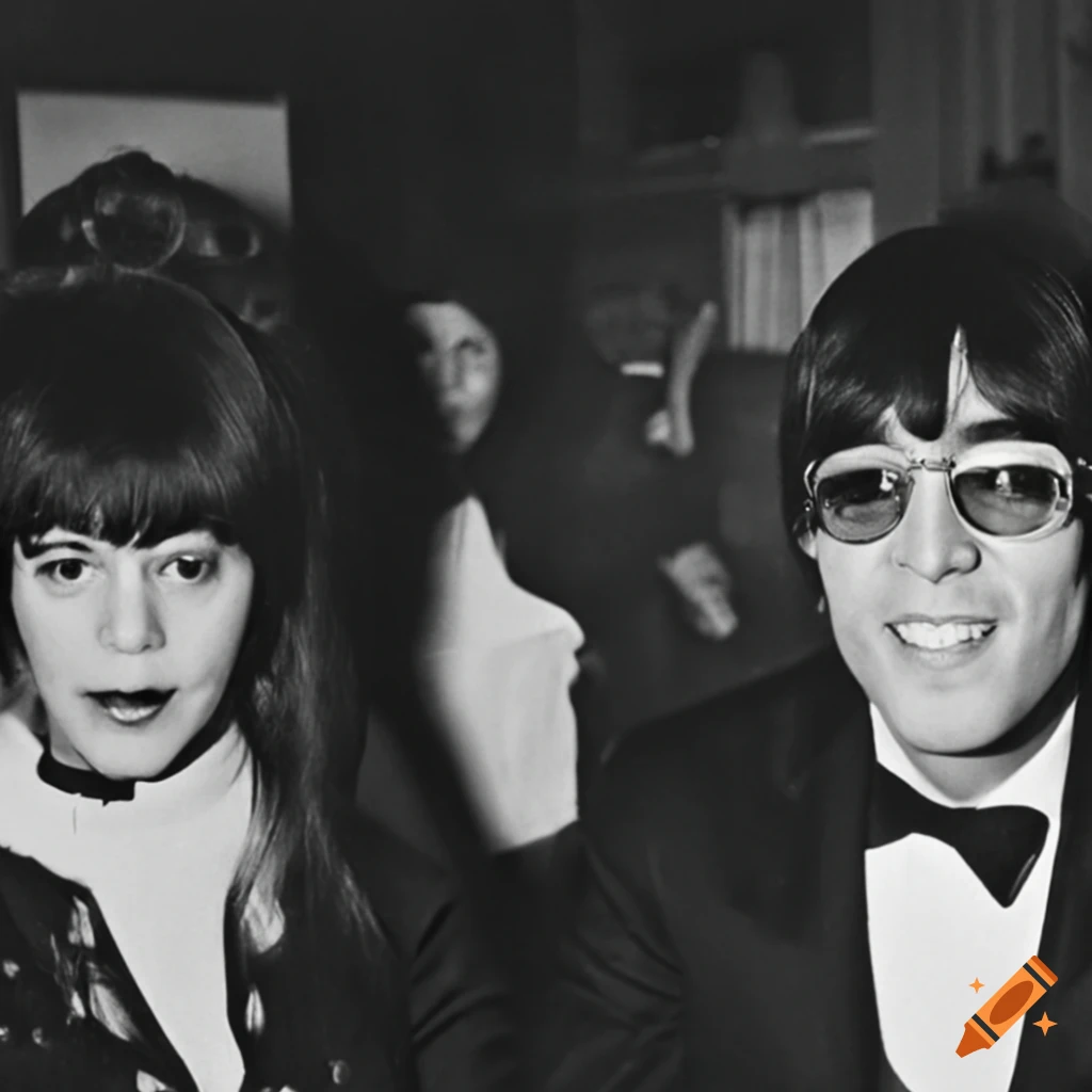 John Lennon and Ronnie Spector in nostalgic vintage 60s style on Craiyon
