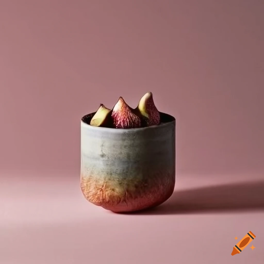Clay bowl with figs and salt ash glaze