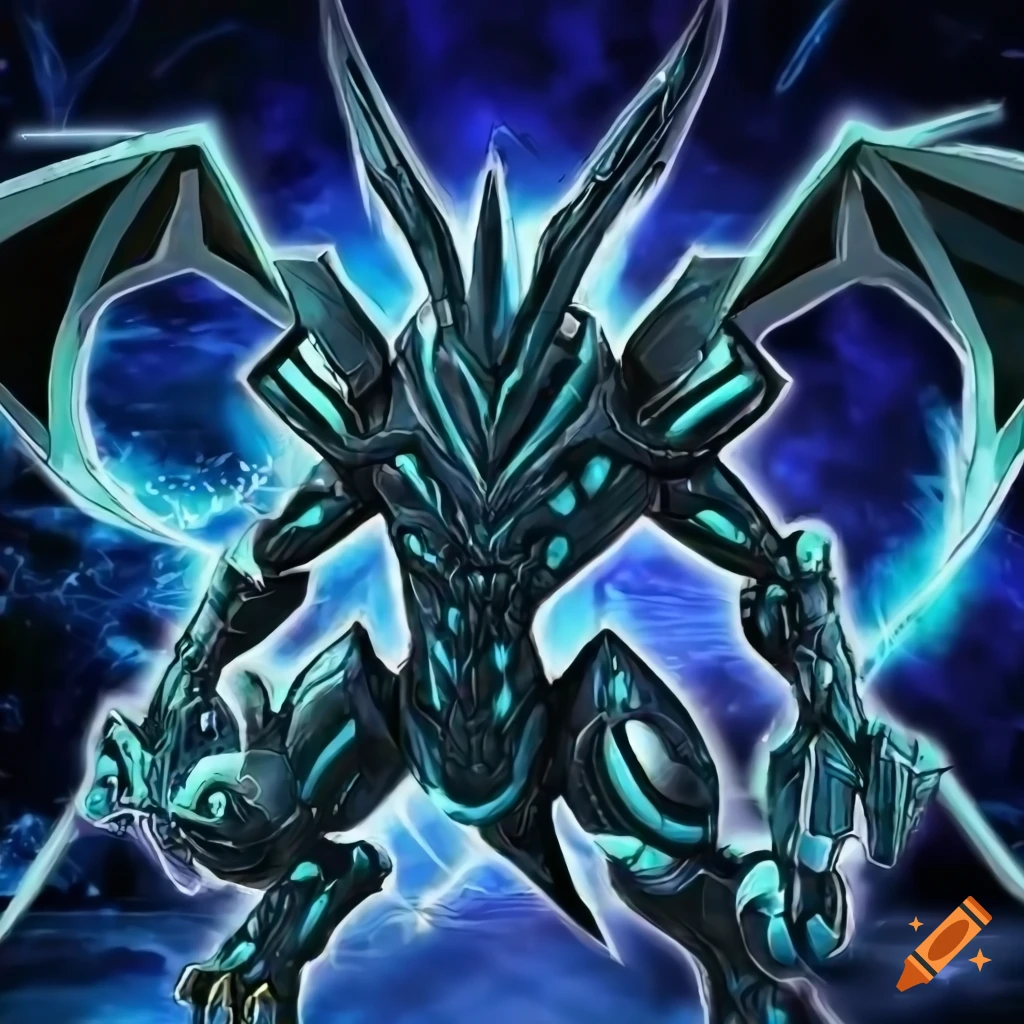 Cyber dragon card from Yugioh with dark blue background
