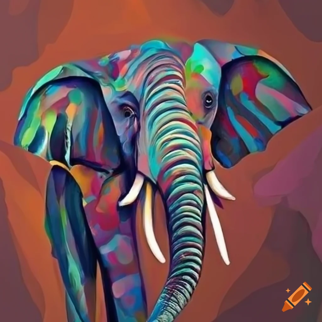 Formas de cabeça de elefante em arte abstrata