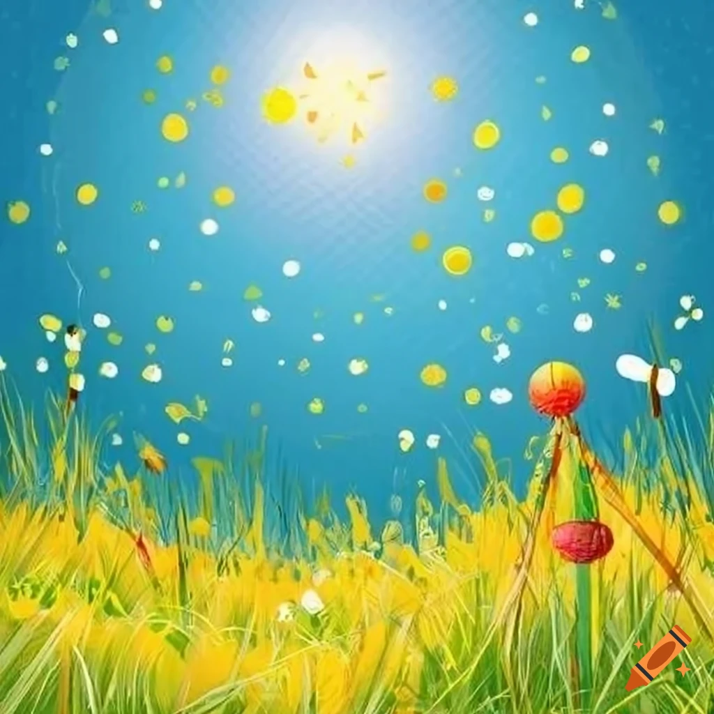 Whimsical straw character in a sunlit meadow