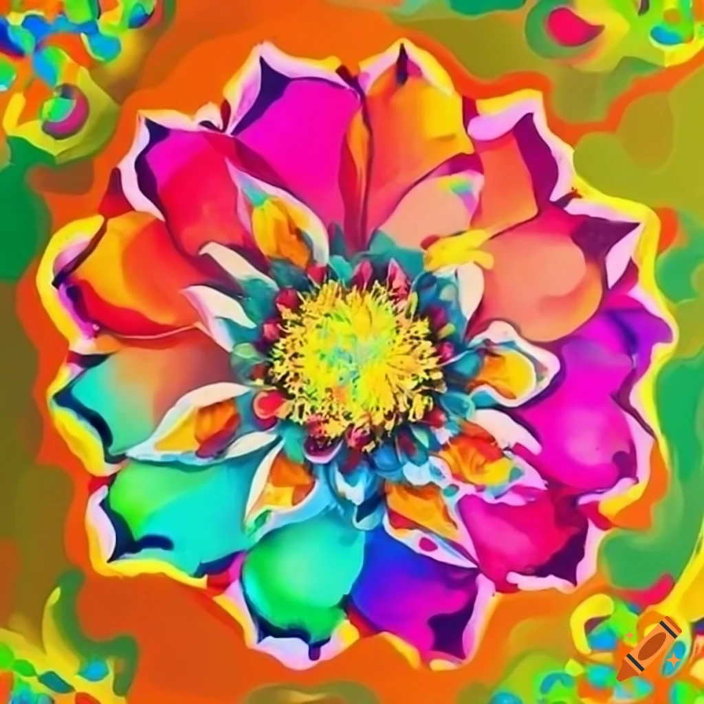 Colorful artwork with mand flowers on Craiyon