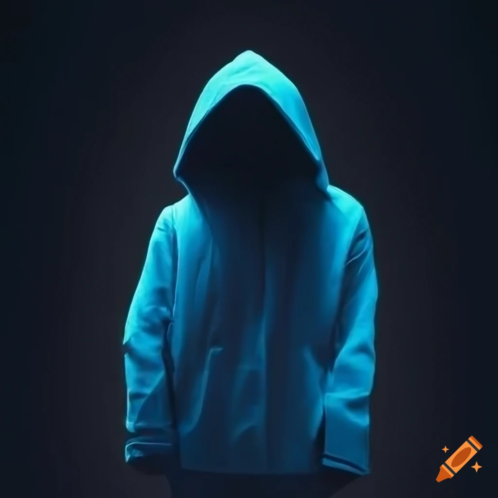 Hood with neon hologram on black background