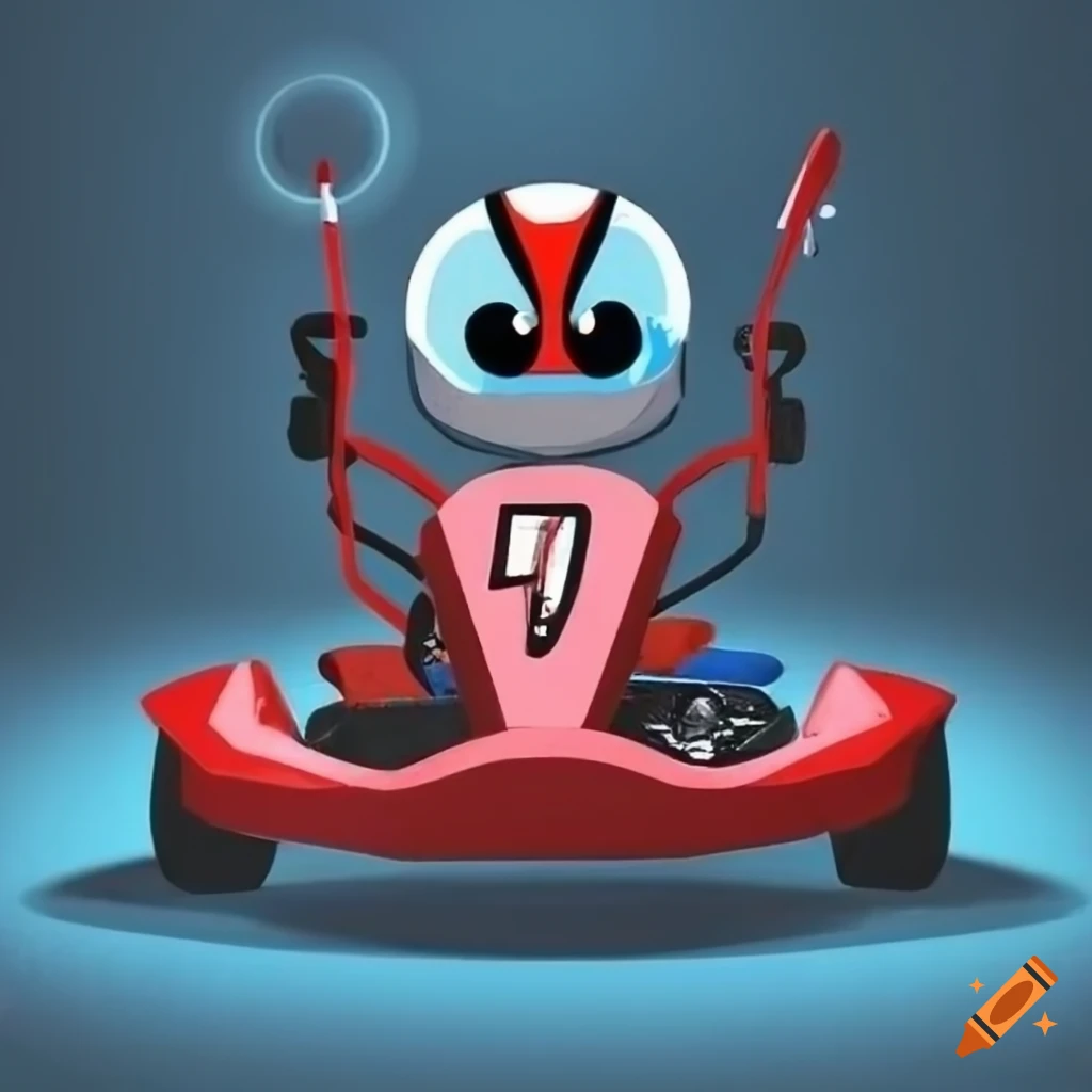 Red go-kart with gear wheels in a DIY style poster design